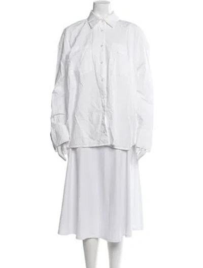 Pre-owned Remain Birger Christensen Long Sleeve Button-up Top In White