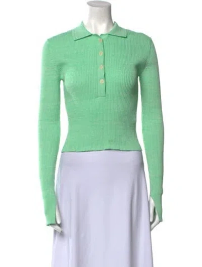 Pre-owned Remain Birger Christensen Long Sleeve Crop Top In Green