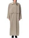 Remain Birger Christensen Remain Trench Coat With Cropped Overlay And Classic Collar In Crockery