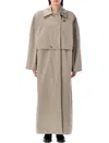 Remain Birger Christensen Remain Trench Coat With Cropped Overlay And Classic Collar In Crockrey Beige