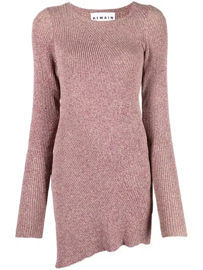 Remain Birger Christensen Mélange-knit Asymmetrical Jumper In Violett