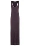 Remain Birger Christensen Brown Mesh Trim Maxi Dress