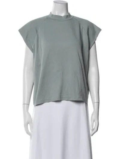 Pre-owned Remain Birger Christensen Mock Neck Short Sleeve Top In Blue