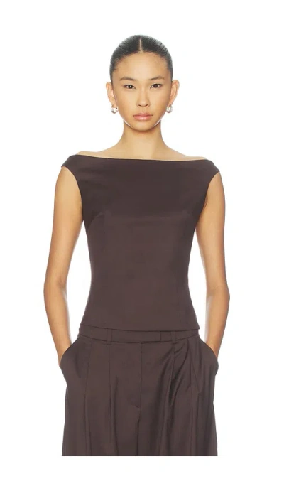 Remain Birger Christensen Off Shoulder Suiting Top In Brown