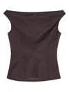 Remain Birger Christensen Off-shoulder Wool-blend Top In Brown