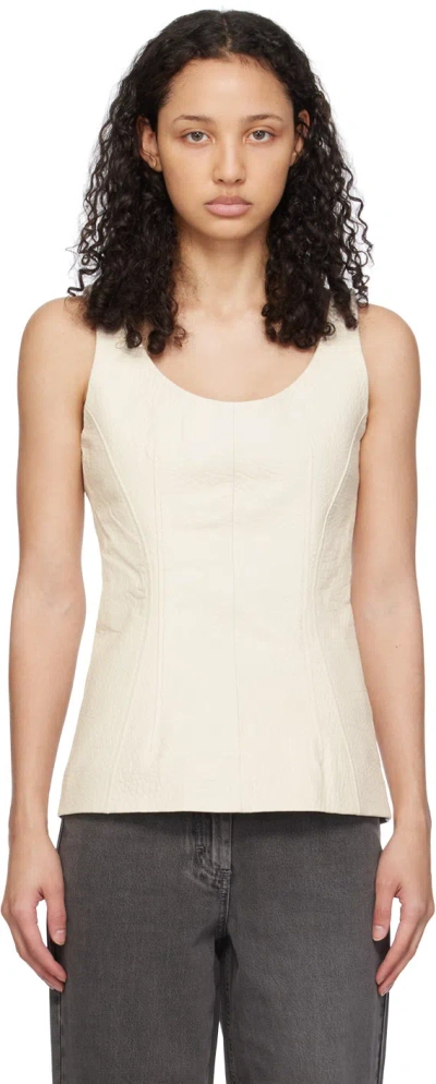 Remain Birger Christensen Off-white Scoop Neck Leather Tank Top In 11-4801 Tofu Beige
