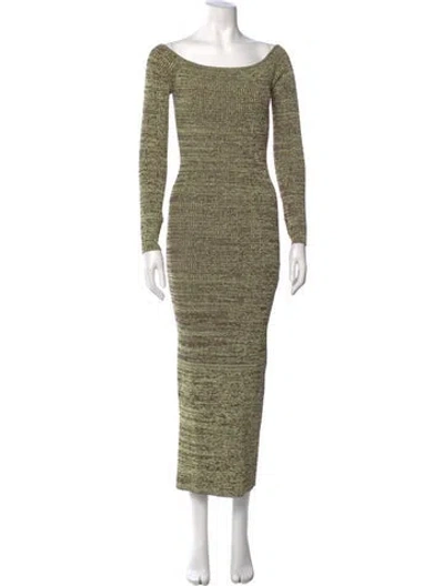 Pre-owned Remain Birger Christensen Off-the-shoulder Long Dress In Green