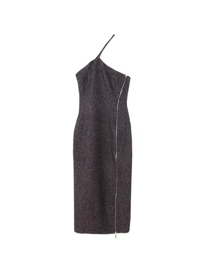 Remain Birger Christensen One-shoulder Wool Midi Dress In Brown
