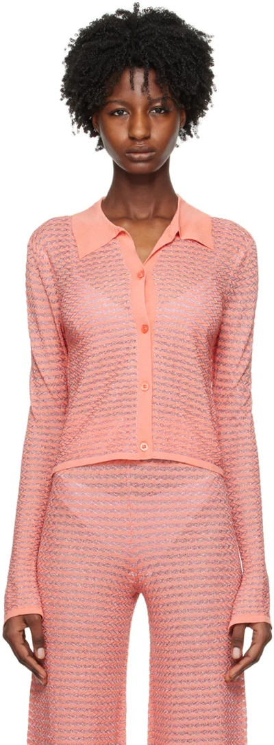 Remain Birger Christensen Orange Button-up Cardigan In 16-2215 Cashmere Ros