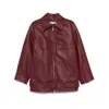 Remain Birger Christensen Leather Biker Jacket In Red