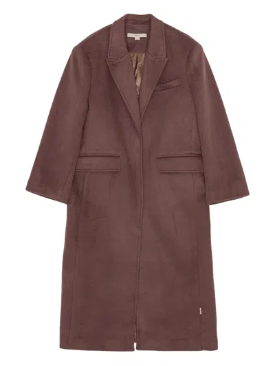 Remain Birger Christensen Padded-shoulder Wool Coat In Brown