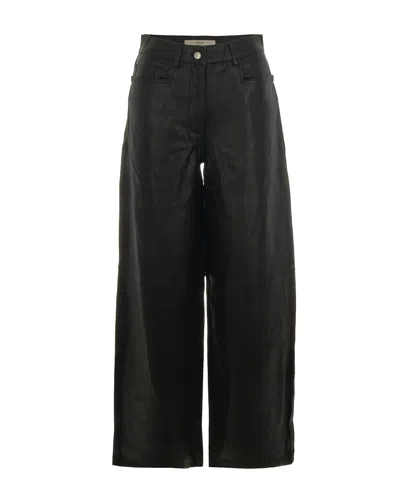 Remain Birger Christensen Pantalone Cocoon In Pelle Nero