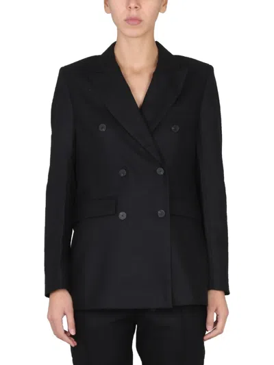 Remain Birger Christensen Peaked Lapel Double-breasted Mini Jacket In Black