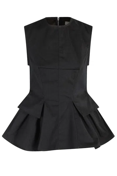 Remain Birger Christensen Peplum Denim Top In Black