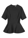 Remain Birger Christensen Peplum Short-sleeve Top In Black