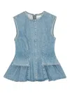Remain Birger Christensen Peplum Sleeveless Denim Top In Blue
