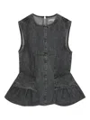 Remain Birger Christensen Peplum Sleeveless Denim Top In Gray