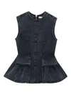 Remain Birger Christensen Waist Fitted Peplum Sleeveless Top In Blue