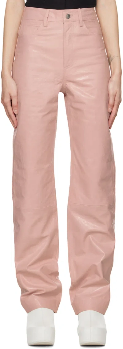 Remain Birger Christensen Pink Lynn Leather Trousers In Potpourri