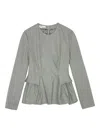 Remain Birger Christensen Pinstripe Peplum Top In Gray