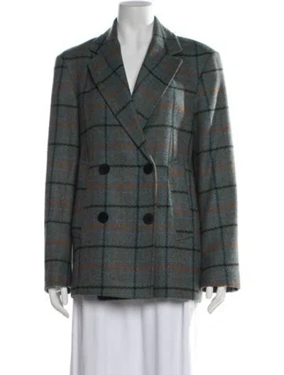 Pre-owned Remain Birger Christensen Plaid Print Blazer In Blue