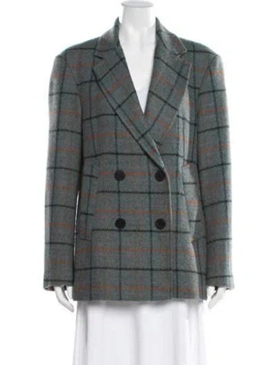 Pre-owned Remain Birger Christensen Plaid Print Blazer In Green