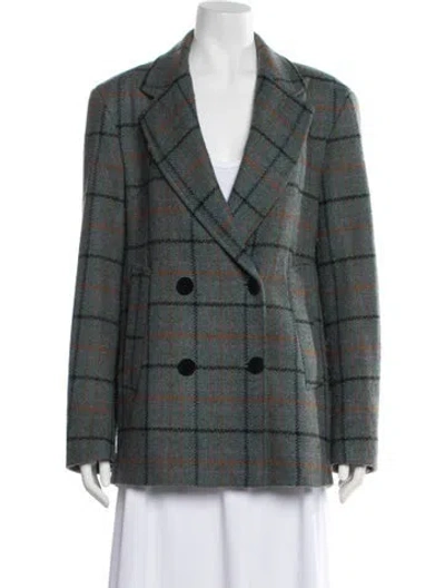 Pre-owned Remain Birger Christensen Plaid Print Blazer In Green