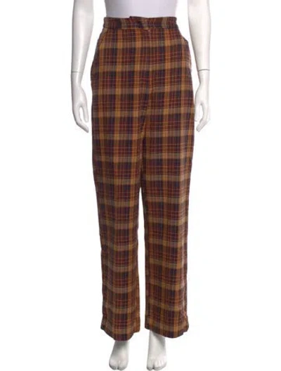 Pre-owned Remain Birger Christensen Plaid Print Straight Leg Pants In Neutrals