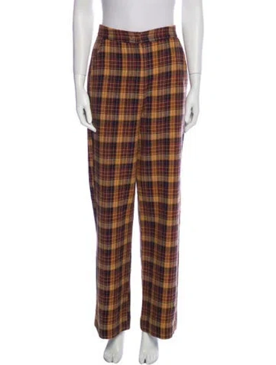 Pre-owned Remain Birger Christensen Plaid Print Wide Leg Pants In Neutral