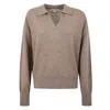 Remain Birger Christensen Polo V-neck Sweater In Brown