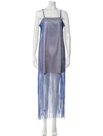 Pre-owned Remain Birger Christensen Printed Long Dress In Blue