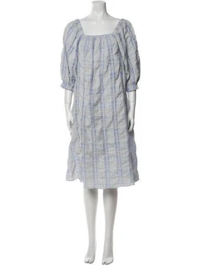 Pre-owned Remain Birger Christensen Printed Midi Length Dress In Blue