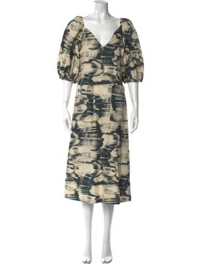 Pre-owned Remain Birger Christensen Printed Midi Length Dress In Neutral