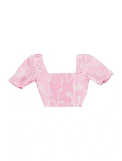 Pre-owned Remain Birger Christensen Printed Square Neckline Crop Top In Pink