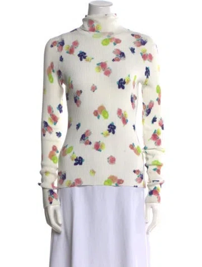 Pre-owned Remain Birger Christensen Printed Turtleneck Sweater In White