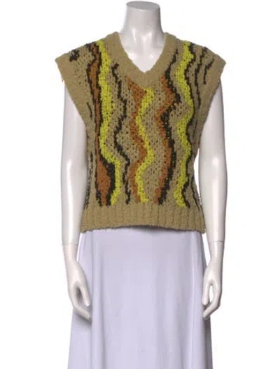 Pre-owned Remain Birger Christensen Printed V-neck Sweater In Neutral