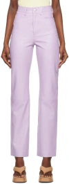 Remain Birger Christensen Purple Straight-leg Leather Pants In 14-3812 Pastel Lilac