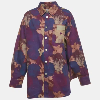 Pre-owned Remain Birger Christensen Purple Tie Dye Print Cotton Oversized Shirt L