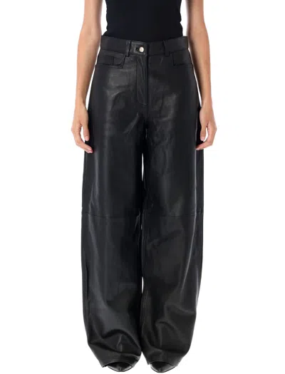 Remain Birger Christensen Remain Cocoon Leather Pants In Black