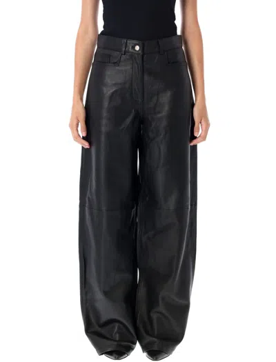 Remain Birger Christensen Leather Pant With Pockets And Loops In Black