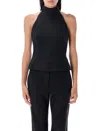Remain Birger Christensen High-neck Button-fastening Top In Black