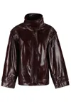 Remain Birger Christensen Remain Oversized Leather Jacket In Burgundy