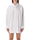 Remain Birger Christensen Relaxed Fit Striped Cotton Shirt In White