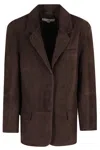 Remain Birger Christensen Remain Oversized Suede Blazer In Brown