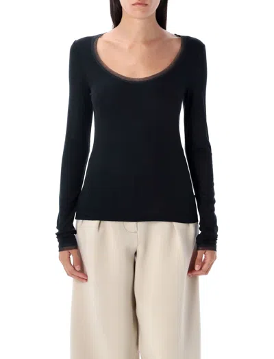 Remain Birger Christensen Remain Ribbed Jersey Top In Black