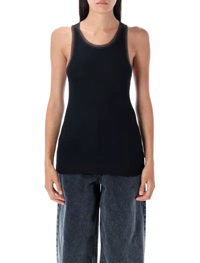 Remain Birger Christensen Rib Jersey Racerback Top Contrast Trim In Black