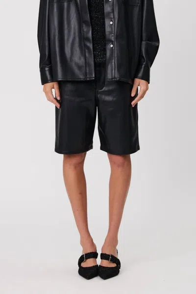 Remain Birger Christensen Remi Leather Relaxed Fit Shorts In Black