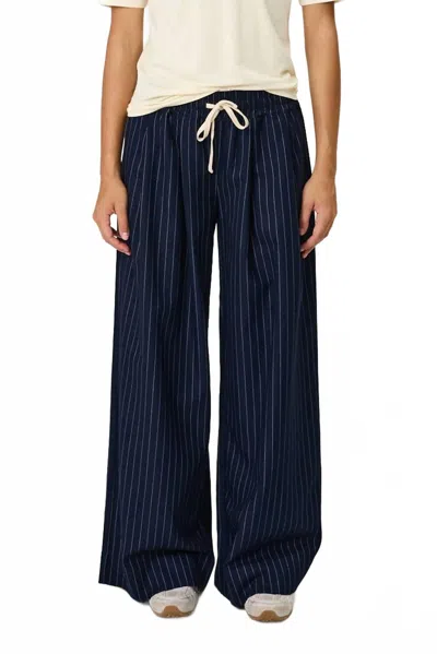 Remain Birger Christensen Rhodes Wide Leg Pants In Midnight Stripe In Blue