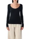Remain Birger Christensen Ribbed Jersey Top In Black