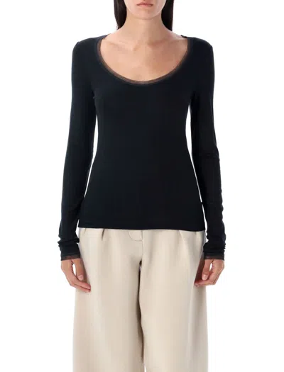 Remain Birger Christensen Ribbed Jersey Top In Black